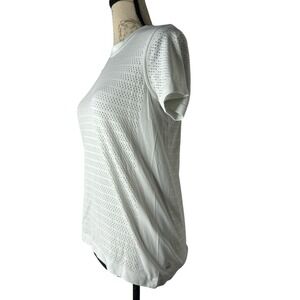Lululemon‎ Swiftly Breathe Squad Short Sleeve Shirt White Mesh Womens Small